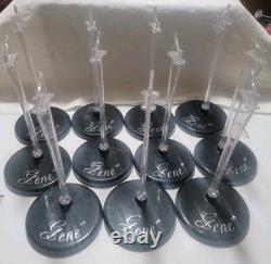 11 Original Ashton Drake Gene Doll Black & Clear Stands Lot