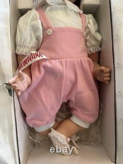 1990s Ashton-Drake Thumbelina Doll LRS231, NiB, COA, Wind-Up, 20 Pink Overall