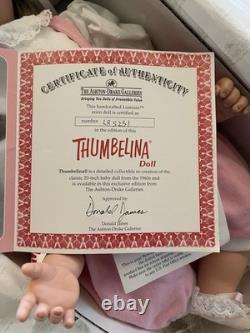 1990s Ashton-Drake Thumbelina Doll LRS231, NiB, COA, Wind-Up, 20 Pink Overall