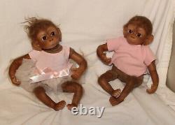 2 Ashton Drake Baby Monkey Doll Set by Linda Murray ADG Dolls