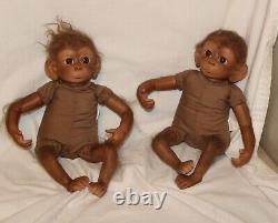 2 Ashton Drake Baby Monkey Doll Set by Linda Murray ADG Dolls