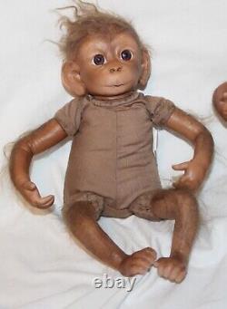 2 Ashton Drake Baby Monkey Doll Set by Linda Murray ADG Dolls