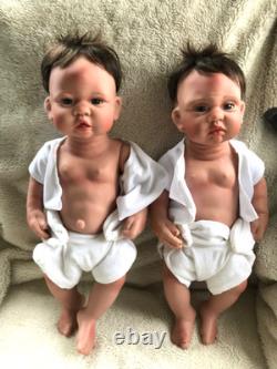 2 AshtonDrake Weighted Silicone Twin Baby Doll by Linda Murray AEL 2006 A856 855