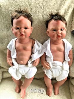 2 AshtonDrake Weighted Silicone Twin Baby Doll by Linda Murray AEL 2006 A856 855