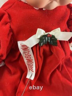 20 Ashton Drake Thumbelina Doll in Christmas Outfit Vinyl Vintage Repro 2003