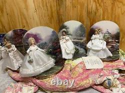 4 Thomas Kinkade Porcelain Bride Dolls with backdrops Ashton Drake Garden Brides