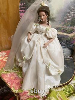 4 Thomas Kinkade Porcelain Bride Dolls with backdrops Ashton Drake Garden Brides