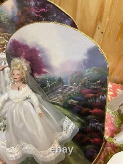 4 Thomas Kinkade Porcelain Bride Dolls with backdrops Ashton Drake Garden Brides