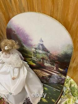 4 Thomas Kinkade Porcelain Bride Dolls with backdrops Ashton Drake Garden Brides