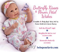 ASHTON DRAKE BUTTERFLY KISSES AND FLOWER Baby Girl Doll By Linda Murray