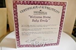 ASHTON DRAKE DOLL Welcome Home, Baby Emily Boxed C. O. A. Shawl Arrival Cards