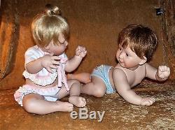 ASHTON DRAKE Porcelain BABY DOLLS BOY Snug as a Bug GIRL- Cute as a Button