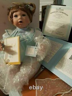 All I wish NEW Wisdom Angel Blue dress Brown Hair 9 Porcelain Doll Ashton Drake