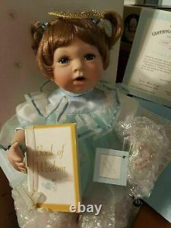 All I wish NEW Wisdom Angel Blue dress Brown Hair 9 Porcelain Doll Ashton Drake