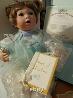 All I wish NEW Wisdom Angel Blue dress Brown Hair 9 Porcelain Doll Ashton Drake