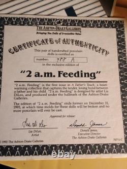 Ashton Drake 2am Feeding Dad and Baby Doll 1993 with Authenticity Certificate