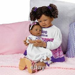 Ashton-Drake A Sister's Love African-American Child And Baby Poseable Doll Set