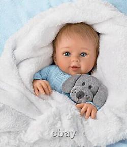 Ashton Drake Aiden Baby Boy Doll With Plush Puppy by Sherry Rawn