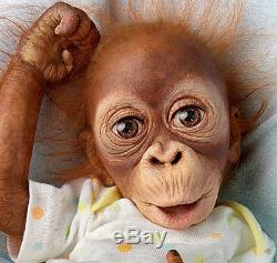Ashton Drake Babu Baby Orangutan Poseable Doll with T-shirt and Nappy
