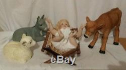 Ashton Drake Baby Jesus In The Manger With Cow, Donkey Hay& Lamb 1998 Beautiful