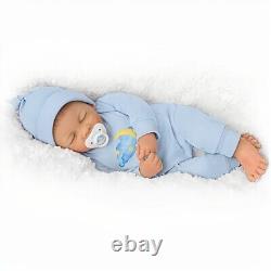 Ashton-Drake Boy Baby Doll Ethan With Swaddle & Hat by Waltraud Hanl 19-inches
