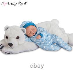 Ashton-Drake Brayden Baby Doll & Snowball Plush Polar Bear Set by Violet Parker