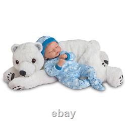 Ashton-Drake Brayden Baby Doll & Snowball Plush Polar Bear Set by Violet Parker