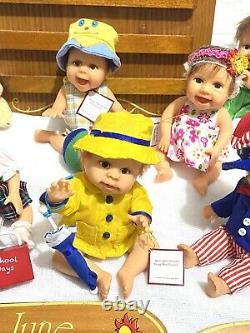 Ashton Drake Calendar Babies Complete Set of 12 Dolls w Boxes #'s Month Plaques