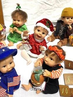 Ashton Drake Calendar Babies Complete Set of 12 Dolls w Boxes #'s Month Plaques