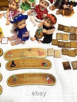 Ashton Drake Calendar Babies Complete Set of 12 Dolls w Boxes #'s Month Plaques