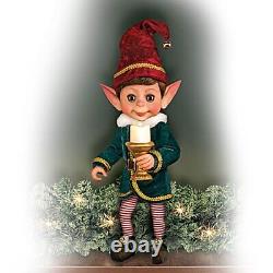 Ashton Drake Charlie The Christmas Elf Poseable Doll with Illuminating Candle 14