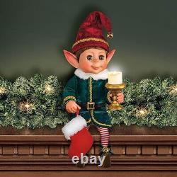 Ashton Drake Charlie The Christmas Elf Poseable Doll with Illuminating Candle 14