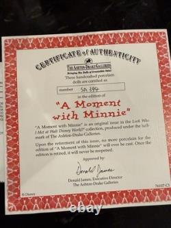 Ashton Drake Disney A Moment With Minnie Mouse Porcelain Doll Set w COA & Box