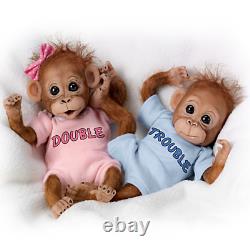 Ashton-Drake Double Trouble Poseable Baby Orangutan Twins by Cindy Sales