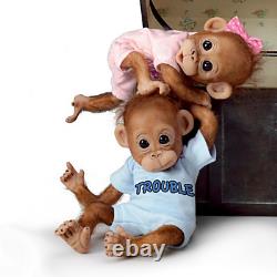 Ashton-Drake Double Trouble Poseable Baby Orangutan Twins by Cindy Sales