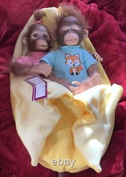 Ashton Drake Frankie And Fiona Poseable Twin Monkeys Dolls EUC