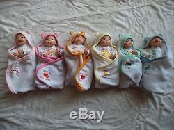 Ashton Drake Galleries 6 Care Bears dolls with papers, rare, Cheer, Bedtime, etc