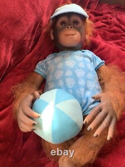 Ashton-Drake Galleries Abe's Hugs Poseable Hugging Monkey Doll With Plush Ball