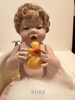 Ashton-Drake Galleries Clean as a Whistle 1995 Porcelain Doll, Bathtub