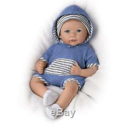 Ashton-Drake Galleries Lifelike Silicone Baby Boy Doll CALEB withRooted Hair