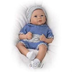 Ashton-Drake Galleries Lifelike Silicone Baby Boy Doll CALEB withRooted Hair