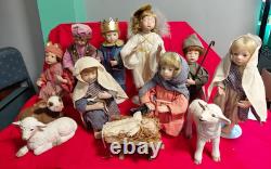 Ashton Drake Galleries, O Holy Night, Nativity Set 9 Pcs. Porcelain + 3 Animals