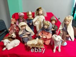 Ashton Drake Galleries, O Holy Night, Nativity Set 9 Pcs. Porcelain + 3 Animals