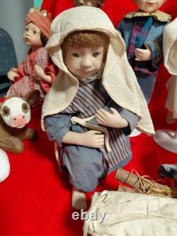 Ashton Drake Galleries, O Holy Night, Nativity Set 9 Pcs. Porcelain + 3 Animals