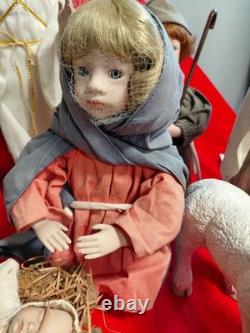Ashton Drake Galleries, O Holy Night, Nativity Set 9 Pcs. Porcelain + 3 Animals