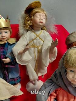 Ashton Drake Galleries, O Holy Night, Nativity Set 9 Pcs. Porcelain + 3 Animals