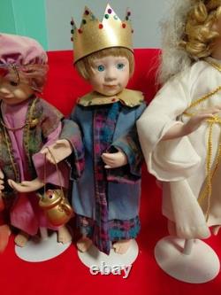 Ashton Drake Galleries, O Holy Night, Nativity Set 9 Pcs. Porcelain + 3 Animals