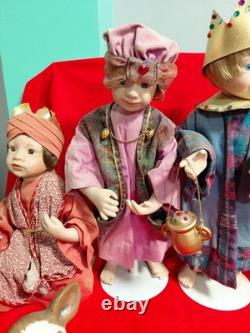 Ashton Drake Galleries, O Holy Night, Nativity Set 9 Pcs. Porcelain + 3 Animals