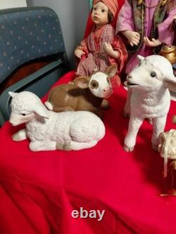 Ashton Drake Galleries, O Holy Night, Nativity Set 9 Pcs. Porcelain + 3 Animals