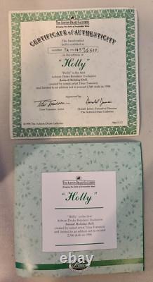 Ashton-Drake Gallery 23 Holly Porcelain 1998 Holiday Doll & Stand 1457 of 2500